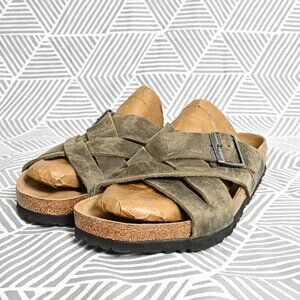 Birkenstock Lugano Sandals Slides Buckle Straps Leather Men's Size 43 USA 10